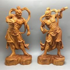 大型 木彫 仁王像 阿形 金剛力士像 59cm 仏像 一刀彫 仏教美術 古美術