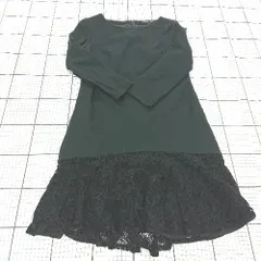 ◇ ⊇ QUEENS COURT クイーンズコート 裾レース 長袖 ミニ ワンピース サイズ2 ブラック系 レディース E  【1509300004606】