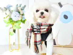 RIOSTUDIO 犬 猫 わんこ ペット ドッグ 秋冬 マフラー ストール アクセサリー 飾り物 タータンチェック柄 人気柄 定番柄 秋冬コーデ 暖かい お洒落 可愛い 格好いい PEEKAPOODLE【ベージュ】