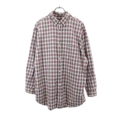 ラルフローレンジーンズ チェック 長袖 ボタンダウンシャツ M グレー系 RALPH LAUREN JEANS ロゴ メンズ 【中古】  【230927】