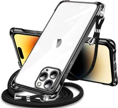 【迅速発送】iPhone 14 Pro 用 ケース クリア ショルダー iPhone14pro 用 スマホケース アイフォン14Pro カバー 肩掛け 斜めかけ 縄掛けケース 透明 薄型 軽量 耐衝撃 TPU ストラップ付き 携帯ケース 紐付き 斜めがけ 織り