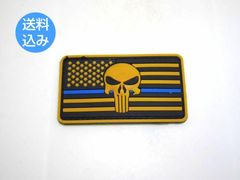 アメリカ国旗 パニッシャー PVC パッチ ラバー Blue Line ブラウン ミリタリーファッション 装備 コスプレ サバイバルゲーム
