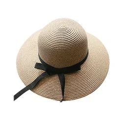 ☆ アイボリー ☆ アイボリー 黒リボン折りたたみストローハット ストローハット 折りたたみ サン宝石 麦わら帽子 ハット 帽子 リボン レディース 収納 携帯 持ち運び おしゃれ シンプル かわいい 女の子 女子 小学生 中学生 高校生 サンホ