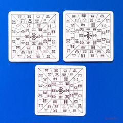 シールタイプステッカー　角フトマニ図・双龍体文字K（モノクロ）（3枚セット）のサムネイル