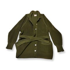 BALLY 배리 리브 뜨개질 롱 가디건 size M 카키 여성 여성 벨트 첨부 정규품