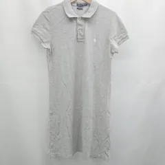 ◇ ⊂ ポロ ラルフローレン 刺繡 半袖 ロング ポニー刺繍ポロシャツワンピース サイズM グレー系 レディース E  【1507280013977】