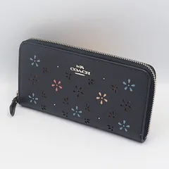 良品 コーチ 長財布 シルバー金具 ネイビー レディース長財布 YUM 2000000 NSK