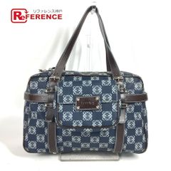 LOEWE ロエベ ボストンバッグ アナグラム ロゴ PVC/レザー ネイビー