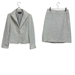 RE182　INDIVI インディヴィ　ツイード　スカートスーツ　オフホワイト　レディース サイズ 38 40