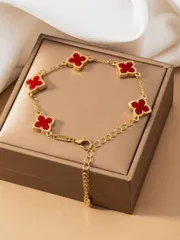 ジュエリー レディース ブレスレット チェーン 1個 エレガントな四つ葉のクローバー レディース ブレスレット、夏の日常着に適しており、友人への素晴らしいギフト