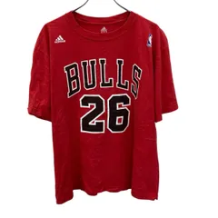 adidas 半袖 プリントTシャツ XL レッド プルオーバー ビッグプリント スポーティー アディダス 古着卸 アメリカ仕入 a705-5816