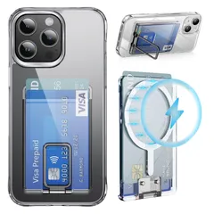 【数量限定】カードケース スマホスタンド MagSafeウォレット カード入れ SUICA 定期入れ スリム スキミング防止 MagSafe 落下防止ホルダー iPhone15/14/13/12シリーズ対応 磁気ウォレット スマホリング 透明 MagSafeケ
