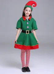 【訳あり】コスプレ服 キッズ用 クリスマス クリスマスツリー 小人 妖精 子供用 こども用 女の子 コスプレ衣装 コスチューム ハロウィン 秋 冬  サンタコスチューム クリスマス衣装  ch1027 SH
