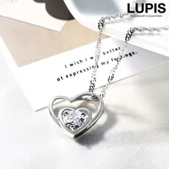ネックレス レディース オープンハート キュービックジルコニア ストーン プラチナ仕上げ スクリューチェーン 華奢 上品 シルバー ルピス v0386