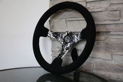 NRGステアリング　350MM DEEP DISH STEERING WHEEL SUEDE SOLID SPOKE　デジタルカモ&スウェード