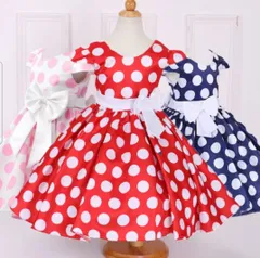 〔新品・未使用〕ハロウィン ディズニー コーデ 子供 ふんわりスカート  ミニーちゃん ワンピース ドレス 水玉 ドット柄 ディズニープリンセス かわいい ミニーマウス おしゃれな 子供服  キッズ 赤 ピンク ダークブルー 80 90 110 120