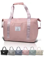 【迅速発送】hichago ボストンバッグ 【サイズが2段階広がる】 旅行バッグ 3WAY ２段拡張 撥水 大容量 軽量 キャリーオンバッグ メンズ レディース 修学旅行 アウトドア 機内持ち込み １泊 ２泊 (2段拡張 ピンク)