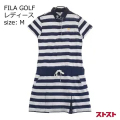FILA GOLF フィラゴルフ 半袖ワンピース ボーダー柄 ネイビー系 M [240101145032] [240101145032]