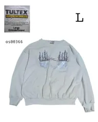 90s TULTEXタルテックス古着裏起毛プリントスウェットトレーナー　L雪景色　os00366