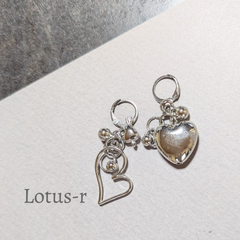 【サージカルステンレス】シルバー ハート じゃらじゃら ピアス