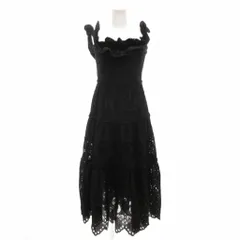 ザラ ZARA キャミワンピース ロング丈 フリル M 黒 ブラック 刺繍 ティアード アイレットレース /AE