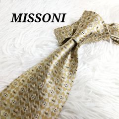 未使用品　美品　MISSONI ミッソーニ　織り柄　シルク　ネクタイ　ゴールド　ベージュ　イタリア製