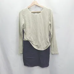 ◇ alcali 長袖 ひざ丈 ワンピース サイズ表記なし ベージュ系 ネイビー レディース E  【1406050062132】のサムネイル