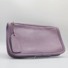 COACH コーチ ポーチ レザー コスメポーチ 化粧ポーチ ラベンダー 薄紫