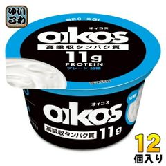 ダノンジャパン ダノン オイコス 脂肪0 プレーン 加糖 ヨーグルト 123g カップ 12個入 プロテイン 冷蔵 低GI ダノンヨーグルト