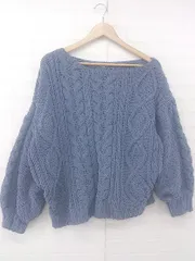 ◇ one after another NICE CLAUP かわいい ケーブル編み モールニット 長袖 セーター サイズF ブルー系 レディース E  【1306210012895】