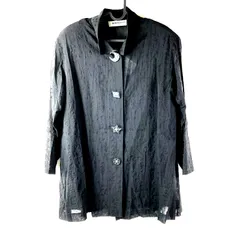 ソニアリキエル SONIA RYKIEL コート 薄手 シャツ 飾りボタン 肩パット シースルー 黒 893323のサムネイル