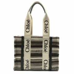 18ss chloe クロエ コットン ウール ストライプ ブランケット フリンジ コート 34 b1230 CHLOE (クロエ) ウールフェルト Woody ラージ トートバッグ