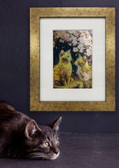 Japanese Luster 華01【インチ額】／猫　ねこ　特殊印刷　特殊紙　額装付き　グラフィックアート　インテリア