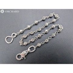シルバー925 ウォレットチェーン クロス ナスカン S字フック 全長54cm クロスボール