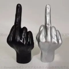 「fuck hand」 置物 オーナメント 黒 シルバー 手作り 装飾 オブジェ リビング 雑貨 インテリア モダン 彫刻 シルバー ブラック 4-7