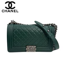 CHANEL シャネル ボーイシャネル ショルダーバッグ グリーン チェーンショルダー レディース カバン 鞄 ブランド 【中古】【TB】