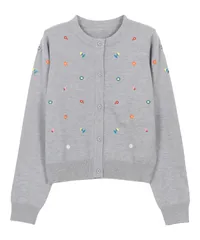 [神戸レタス] ニット カーディガン ニットカーディガン セーター レディース 秋 総刺繍 花柄 羽織り アウター [N1120] M グレー