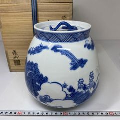 染付近江八景 水指 押小路焼 庄左エ門 茶道具 - メルカリ