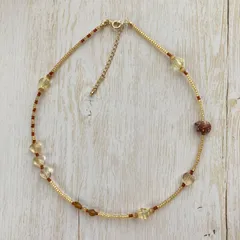 ハートのルチルクォーツとビーズネックレス／チョーカー（一点物）