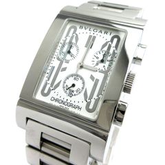 ブルガリ レッタンゴロ クロノグラフ メンズ 白文字盤 RTC49S 時計 BVLGARI クォーツ 稼動品