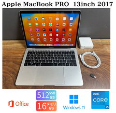 「超美品新品バッテリー」Apple MacBook PRO Retina 13inch 2017/CPUi5 2.3GHZ/16GB/SSD 512GB/Windows11/office2024/CJ423