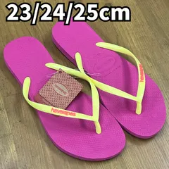 [未使用品] havaianas ハワイアナス スリムロゴ ピンクイエロー ビーチサンダル レディース