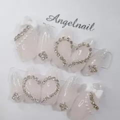 ネイルチップ　ガーリー　韓国ネイル　ちゅるん　量産型　地雷　ハート　ワンホン　キラキラ　リボン　蝶々　ラメ