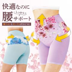 華やか腰サポーター 1枚 プランドゥ ラベンダー サックス M L LL 姿勢補正 姿勢 矯正 コルセット 補正下着 ガードル