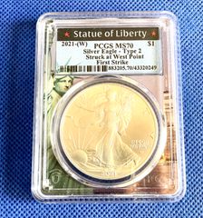 ★PCGS最高鑑定★新デザイン★自由の女神★     2021(W) アメリカ イーグル銀貨  PCGS MS70     Silver Eagle Type-2     First Strike ファーストストライク コレクション　希少