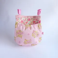 フタなし 移動ポケット お花にゃんこ ピンク