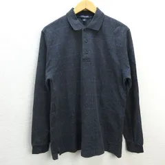 z■ランズエンド/LANDS'END 長袖ポロシャツ　チェック柄【M】灰/men's/71【中古】■