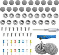 車天井垂れ修理キット 60個セット リベット ボタン 取り付けツール付き 天井布固定ネジ ルーフ 天井ネット 補修[ゆうパケット発送、送料無料]