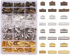 PandaHall Elite ワニカン カシメ 約680個/箱 6サイズ4色 リボン留め 紐止め 留め金具 ワニ口 7mm/10mm/12mm/15mm/20mm/25mm( 24種(4色6サイズ) 680個)
