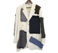 ヨウジヤマモト プールオム Yohji Yamamoto POUR HOMME 23SS 【 HZ-J69-305-1-02  】 継ぎ接ぎ パッチ リネン ジャケット　40275